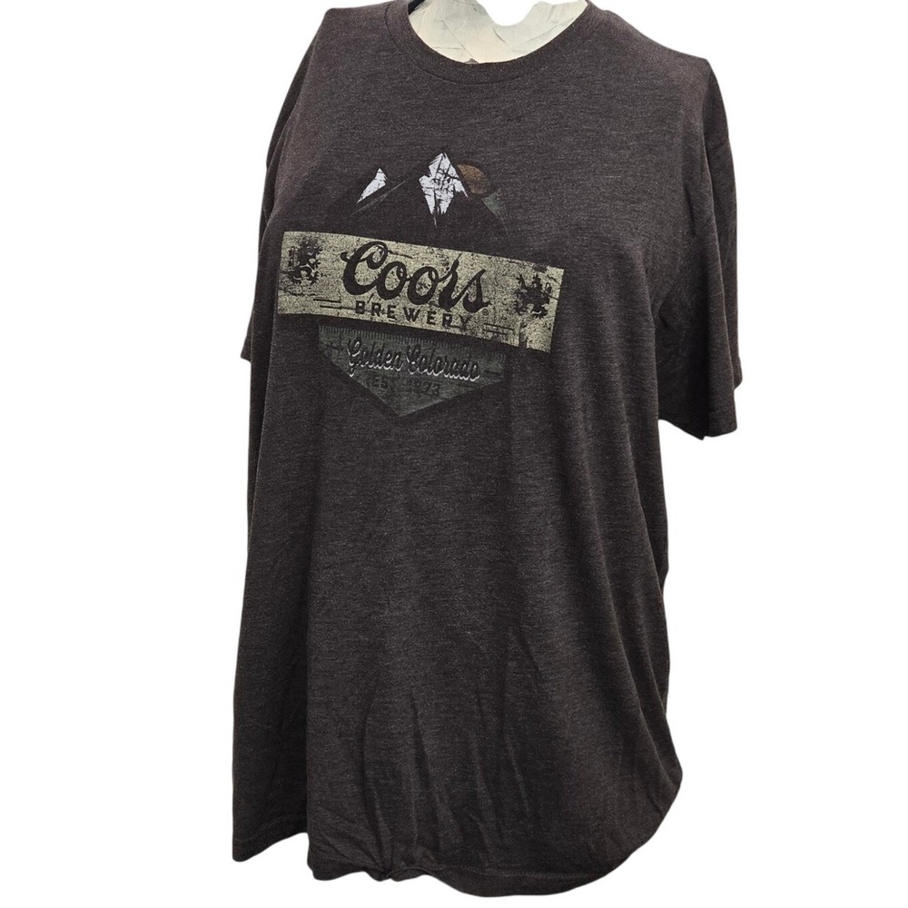 Coors Brewery Tee Brown Heathered Golden Colorado Mountain Graphic Est 1873